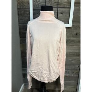 Talbots light pink 100% cotton long sleeve turtleneck sweater women's size large